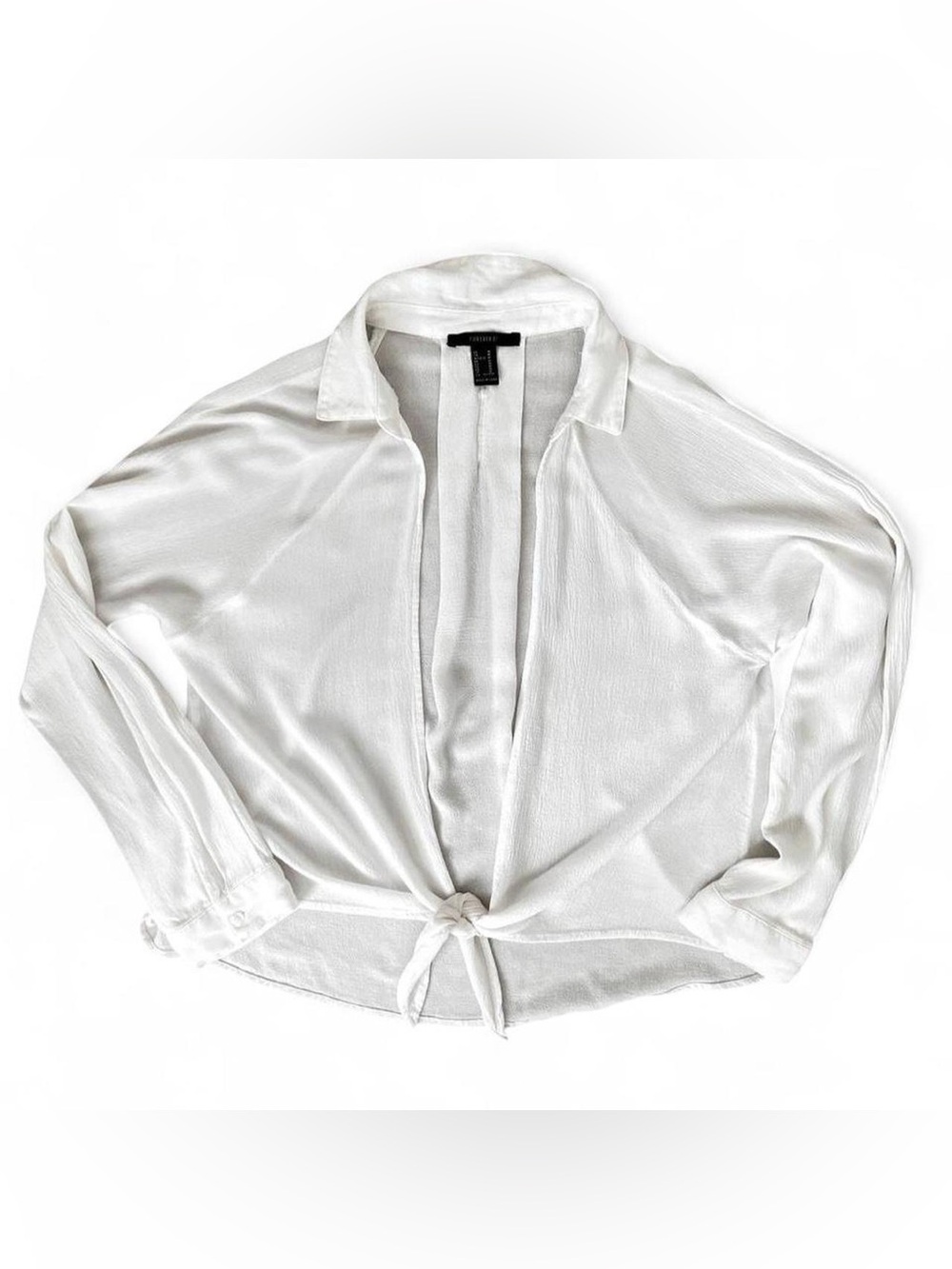 White Tie Front Cover Up Top Lightweight Flowy Beach Vacation Layering Women’s M